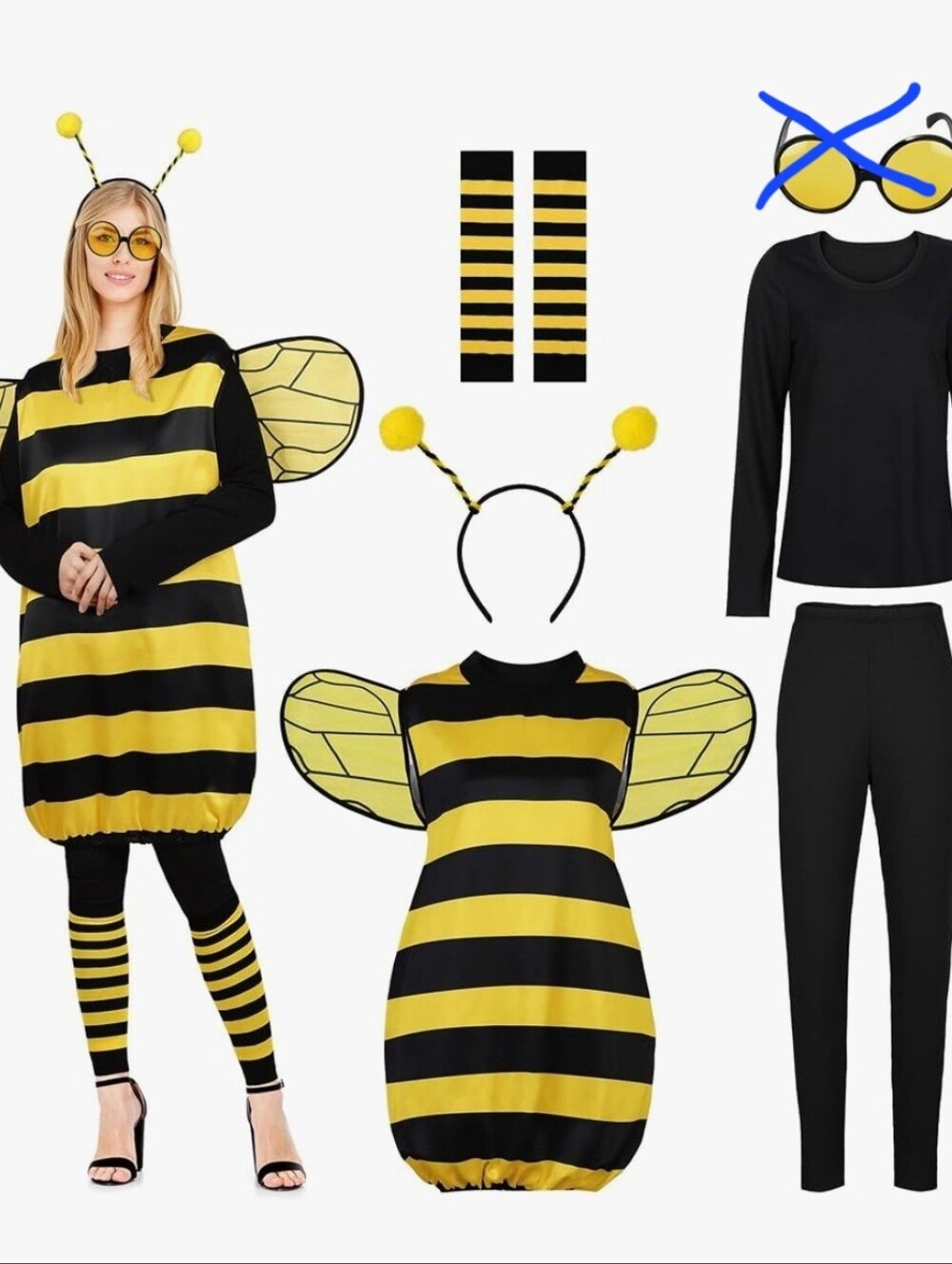 Womans Bee Halloween Costume Size XXXL - 7 Pieces